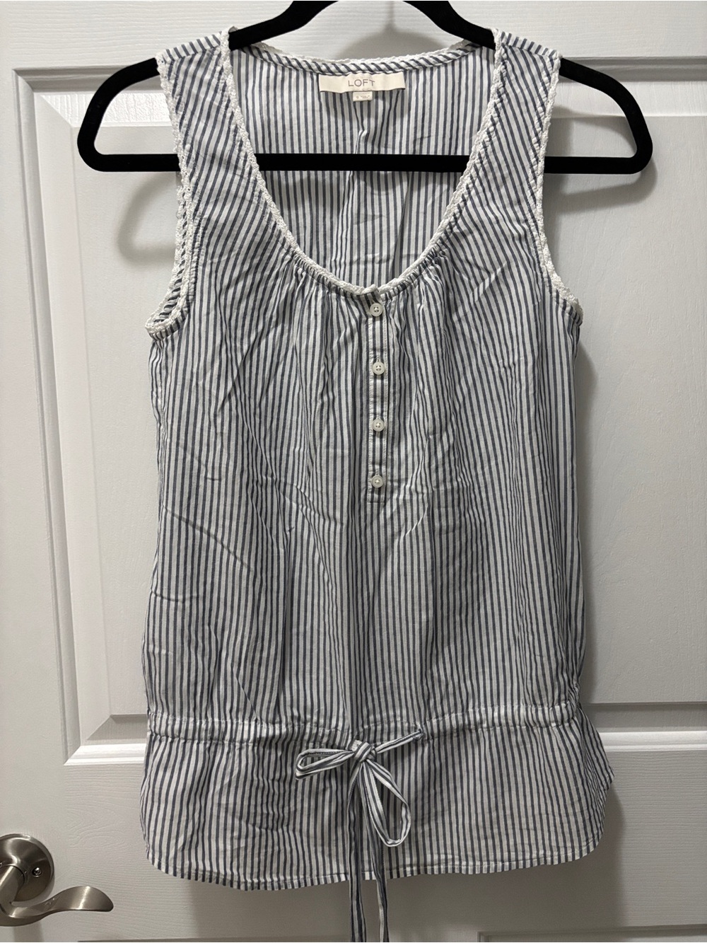 Loft Cotton Blouson adjustable waist Sleeveless Blouse EUC